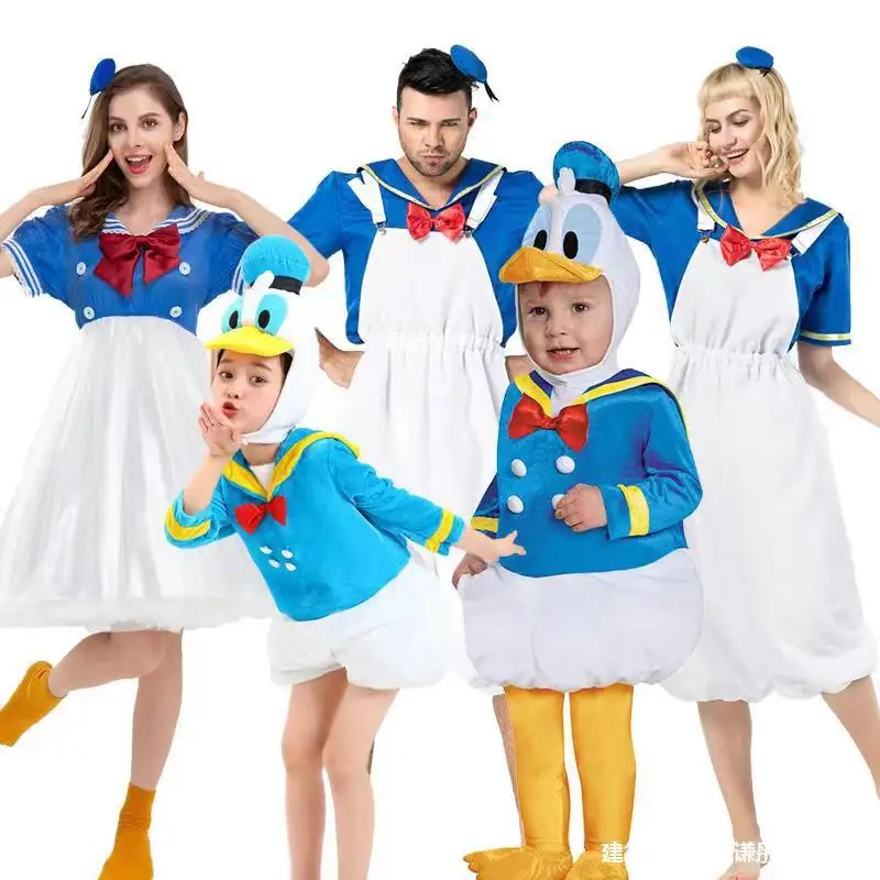 2024 Nieuwe Anime Donald Duck Cosplay Kostuums Voor Kinderen Daisy Kerstkostuum Jongens Meisjes Verjaardag Carnaval Feest Outfits