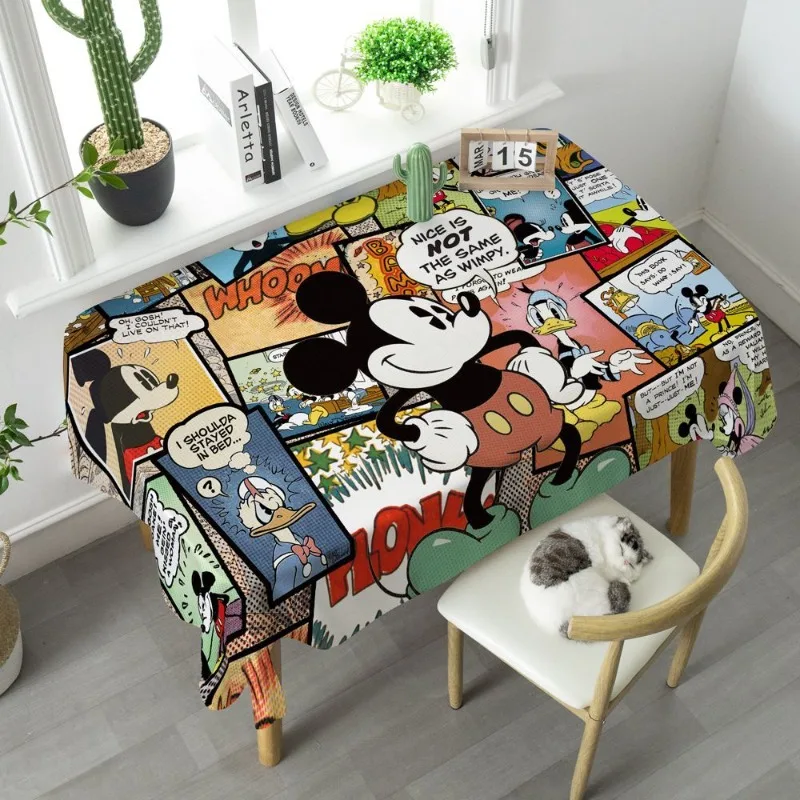 Cartoon Mickey Minnie Table Cloth Dust-proof Washable Living Room Coffee Table Cloth Mat Student Computer Table Cloth Wholesale