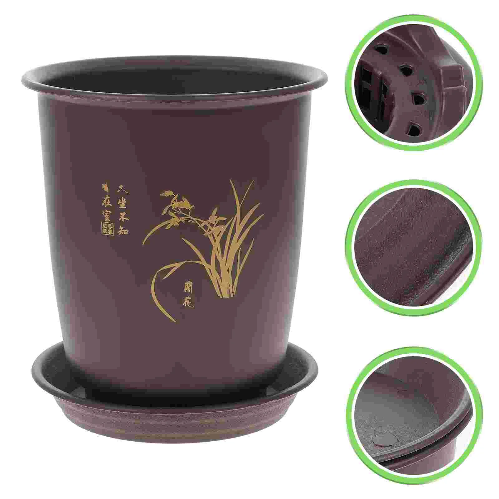 

2 Sets Flowerpot Plant Nursery Pots Plastic Retro Decor Orchid Indoor Breathable Round