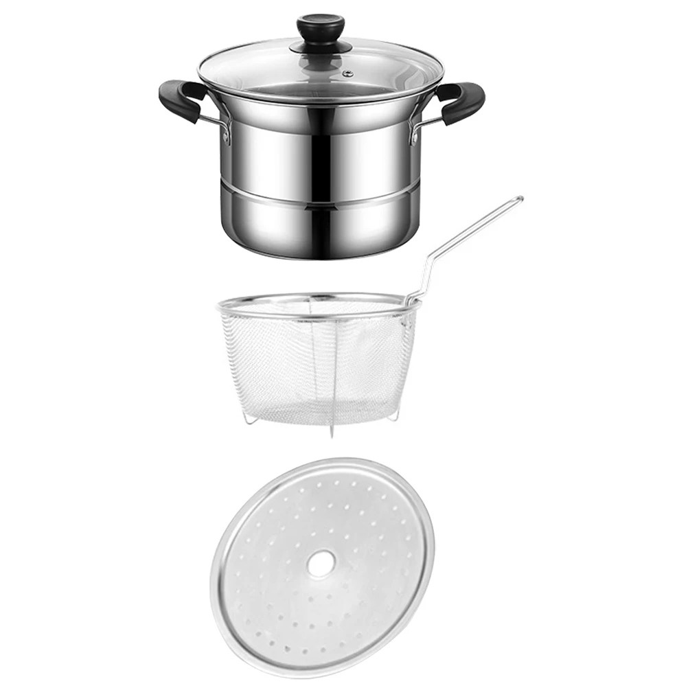 

1 Set Stainless Steel Soup Saucepan Stockpot Deep Fryer With Lid Non-Stick Heat Resistant Kitchen Cookware For Milk Noodles