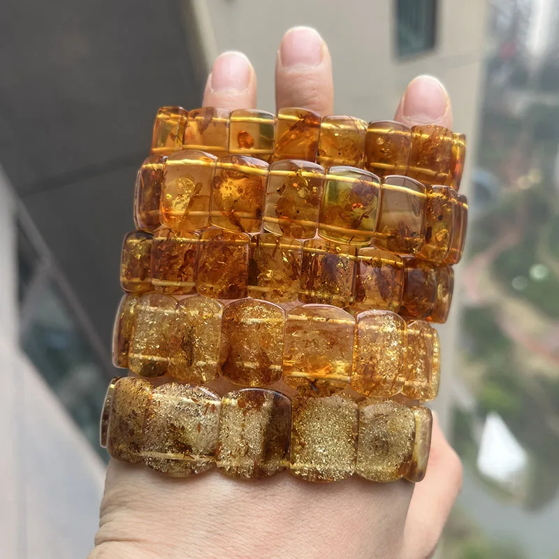 Natural Floral Amber Bracelet&Bangle Women Adult Jewelry High-End Handmade New Unique Original 100% Genuine Flower Amber Jewelry 6