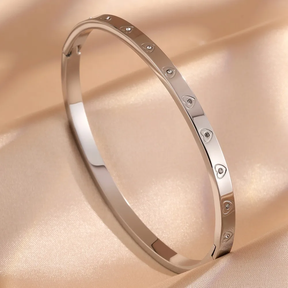 Silver Stackable Bangle Bracelets Set for Women Waterproof Stainless Steel Bangles Stacking Jewelry Gift