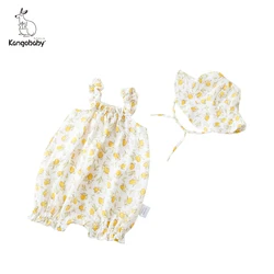 Kangobaby #My Soft Life# New Breathable Muslin Cotton Baby Clothes Set Cute Fashion Newborn Rompers And Cap