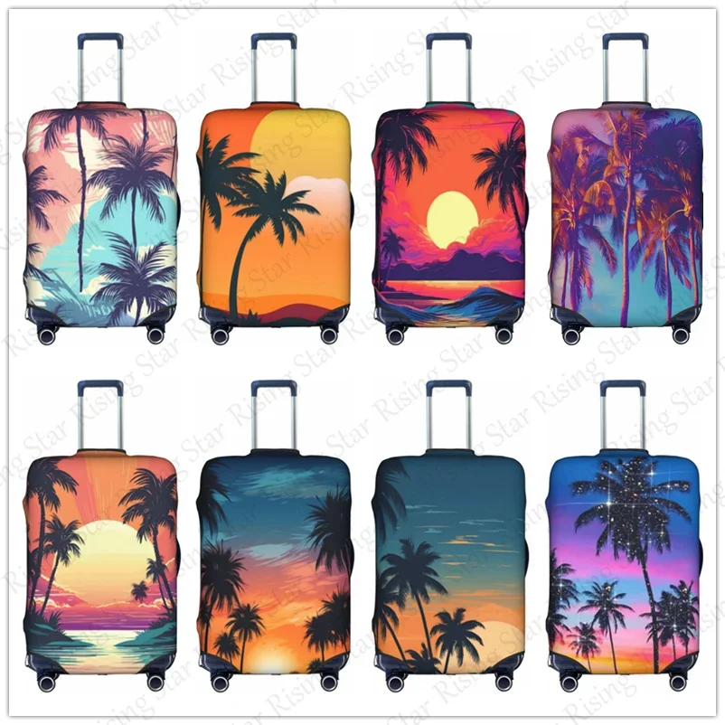 

trees Thick Elastic Luggage Protective Cover Zipper Silhouette of tropical palm For 18-32 inch Bag Suitcase Cover Travel