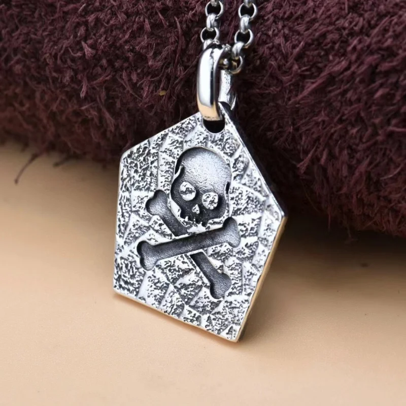 S925 Sterling Silver Charms Pendants for Women Men New Fashion Retro-pentagon Dark Pirates-skull Punk Jewelry Wholesale