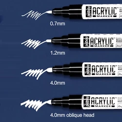 0.7/1.2/4mm White Marker Permanent Waterproof Art Painting Graffiti Fabric Wood Wrting Artists School Supplies White Paint Pen