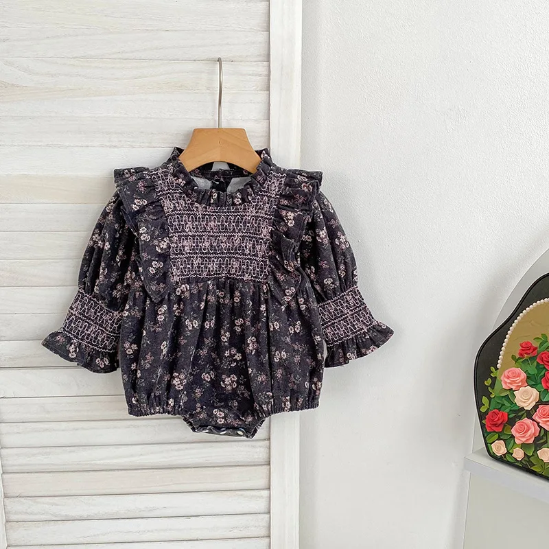 Baby Rompers for Spring and Autumn Newborn Clothes Floral Patterns Long Sleeves Korean Children's Clothing Girls Baby Rompers