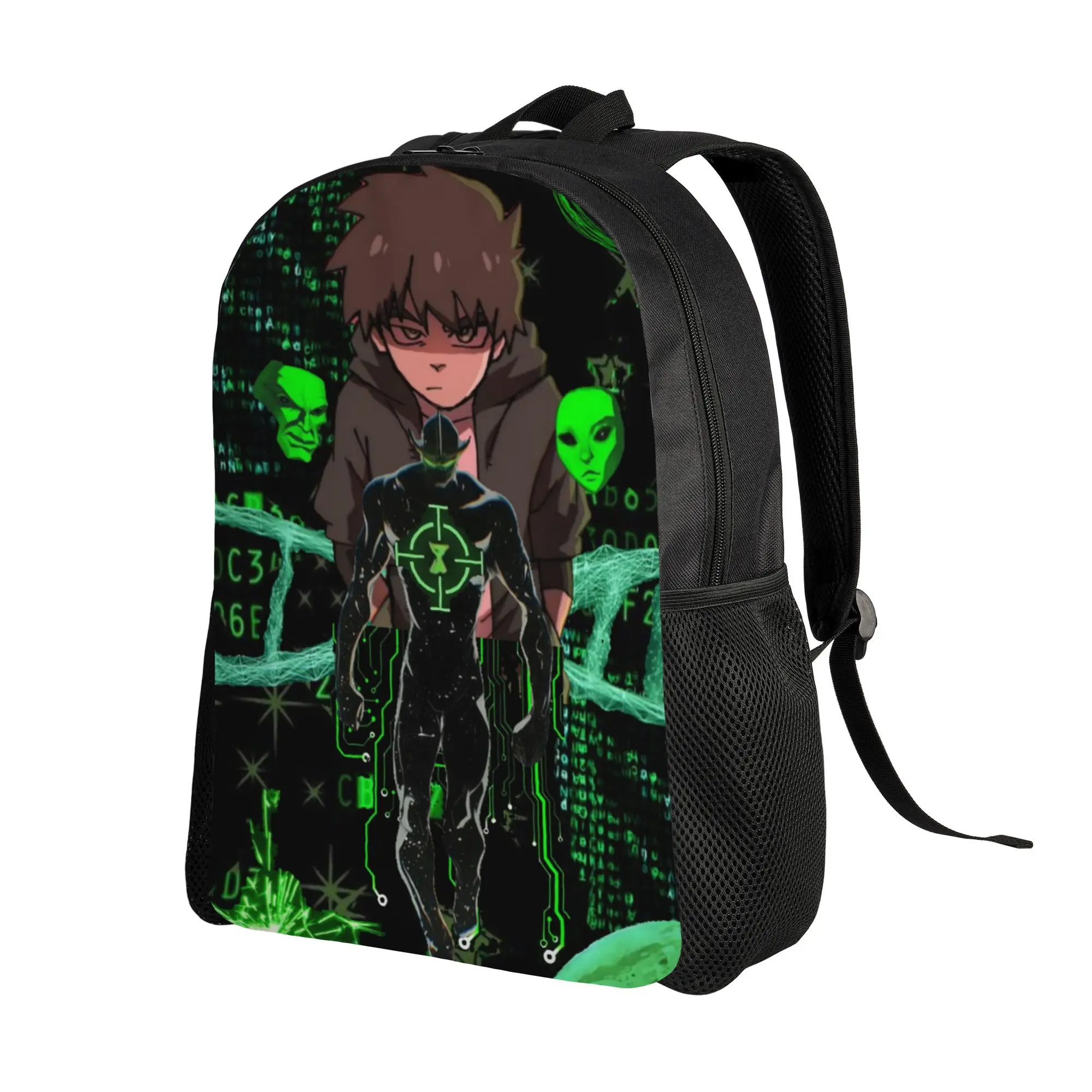 Book Pack Back to school season Green Hero Boy Glowing Alien Hologram Watch  Casual Backpack