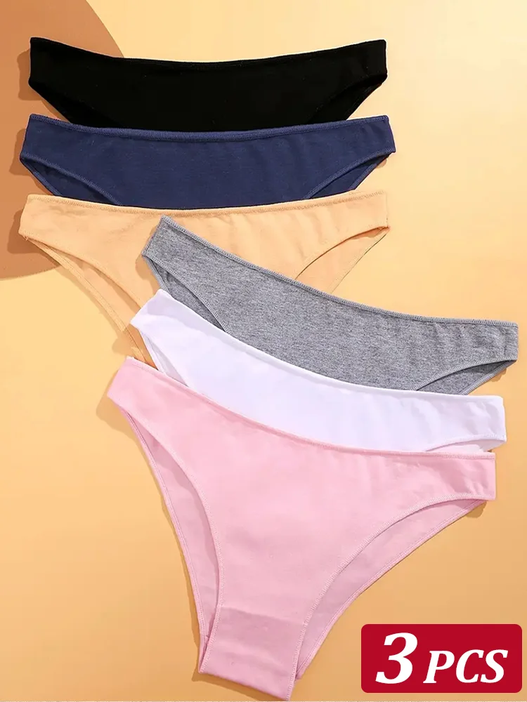 3Pcs frauen Baumwolle Nahtlose Slip Dessous Frauen Sexy Höschen Einfarbig Atmungsaktive Unterwäsche Weiblichen Niedrigen Taille Weiche Dessous