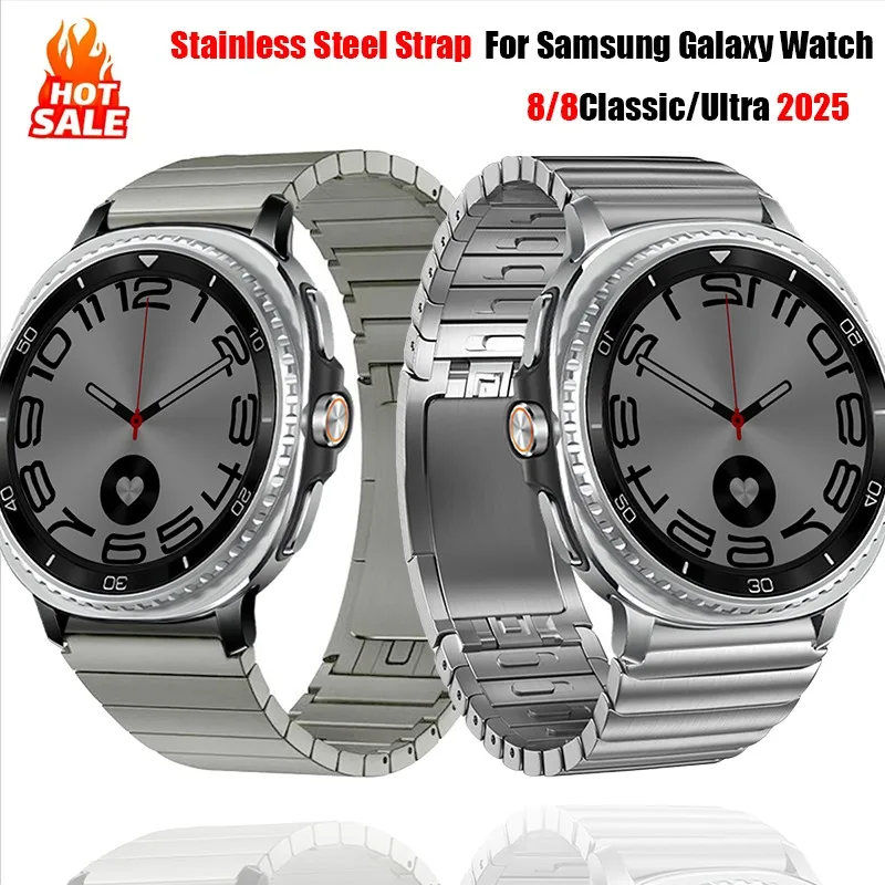 

Металлический ремешок для часов Samsung Galaxy Watch 8 40 мм 44 мм 8 Classic 46 мм Браслет из нержавеющей стали для Galaxy Ultra 2025 47 мм Ремешок