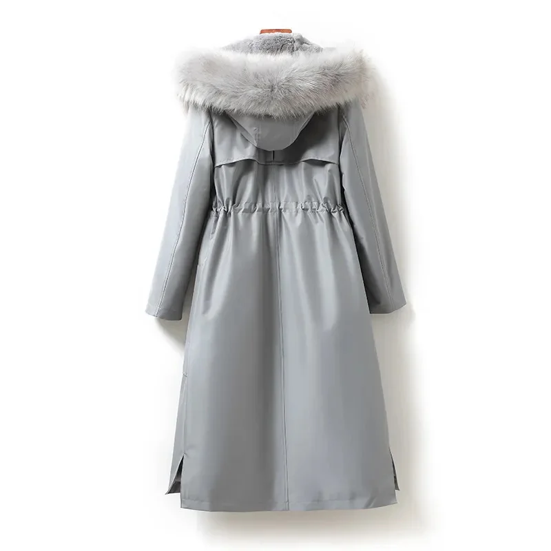 Warm and Flannel Cotton Coat Female Coat 2024 Winter New Fashion Temperament Hooded big fur Collar Extended Cotton Coat Women 88