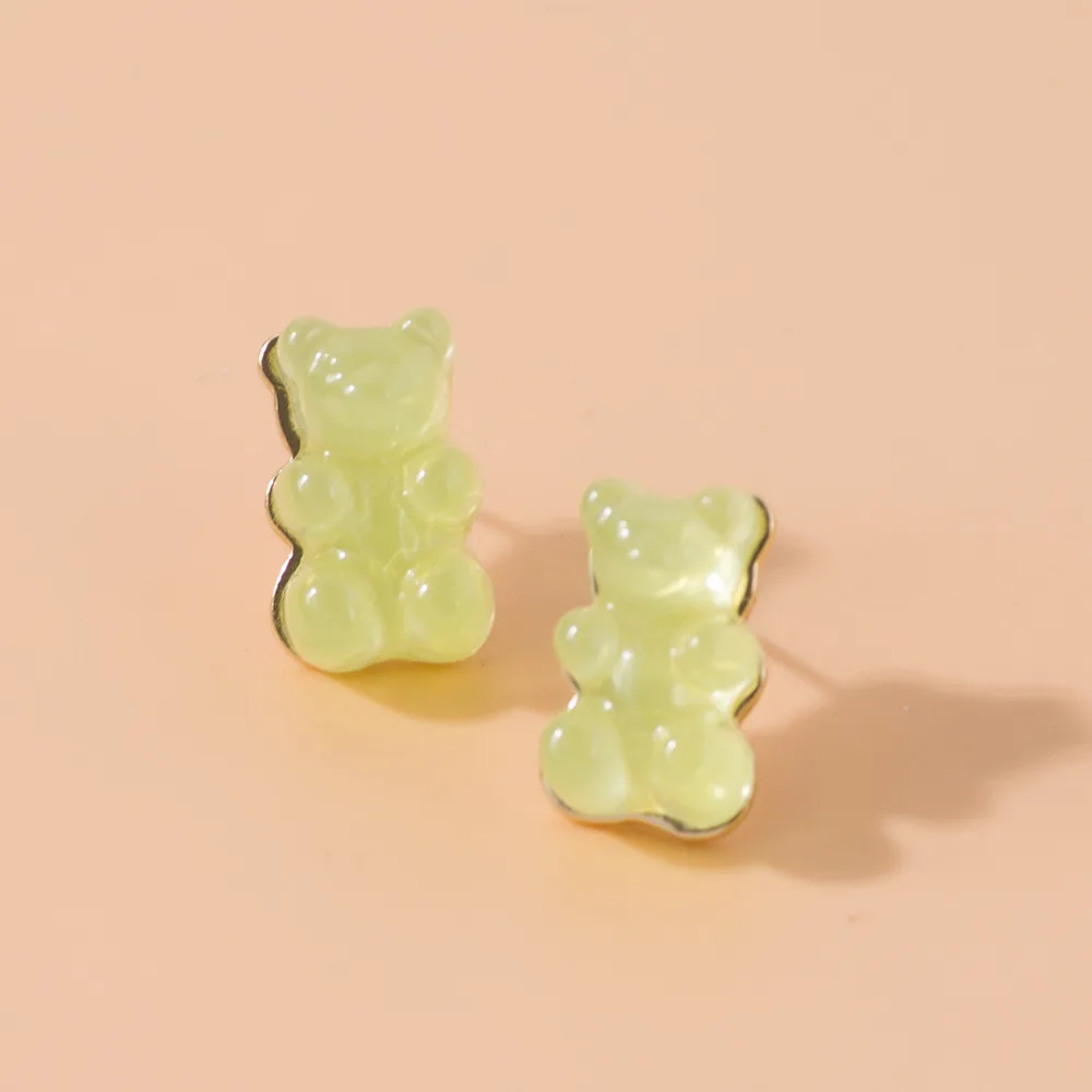2022 Cartoon Creative Resin Bear Stud Earrings Women Cute Mini Colorful Ear Jewelry Earrings Girls Gifts Wholesale image 4
