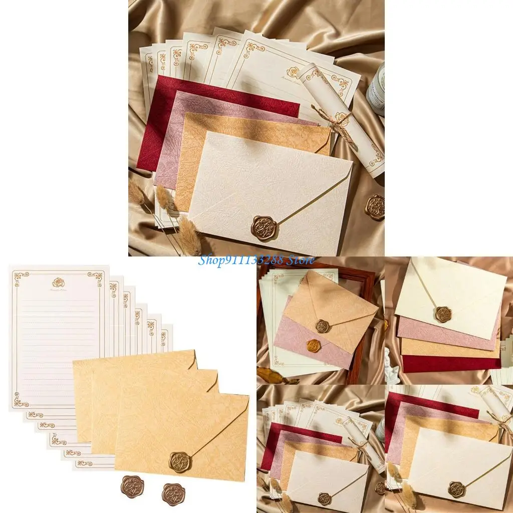 

G88D Vintage Paper Stationery Set 6 Lize Paper 3 Соответствующие конверты 3 наклейки на уплотнение