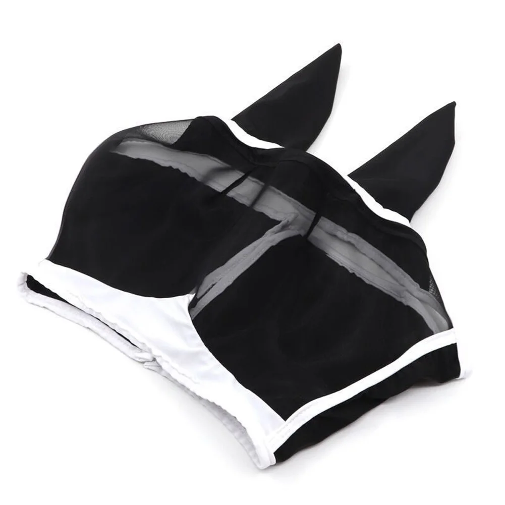 Horse Mask Adjustable Breathable Anti-uv Anti-mosquito Pet Summer Eye Shield Mesh Fly Protective Cover