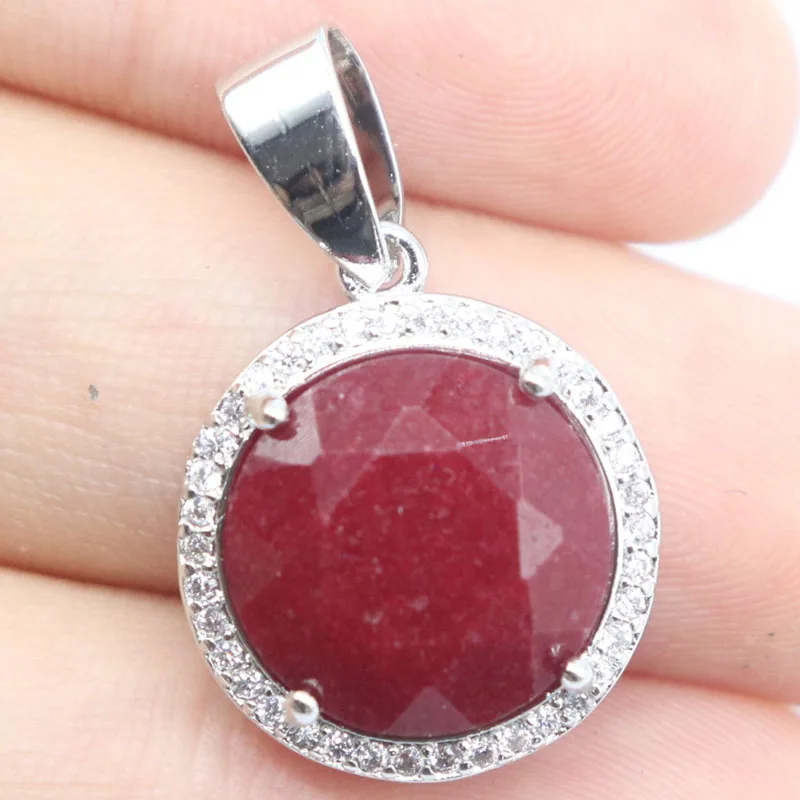 Buy 3 Get 1 Free  25x15mm Prevent Allergy 3.2g Real Green Emerald Blue Sapphire Red Ruby CZ Women Wedding Silver Pendant