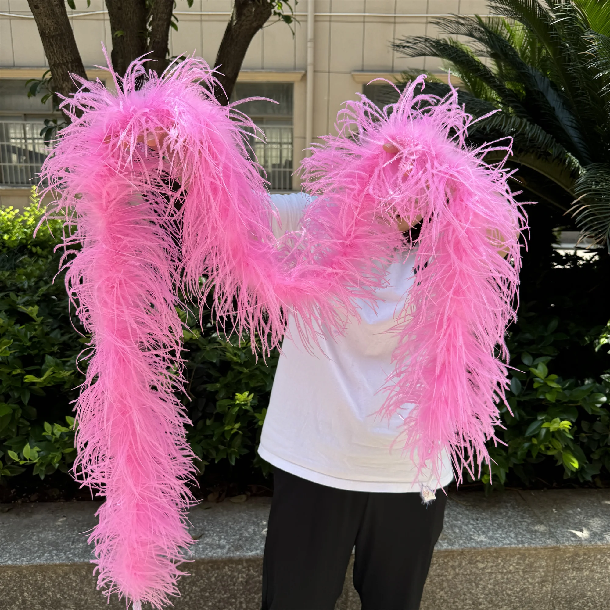 

Pink 6Ply Ostrich Feather Trim Boa Costume Party Dress Decoration Carnival Clothes Accessory Crafts 1M/2M/3M/4M/6M Plumes Shawl