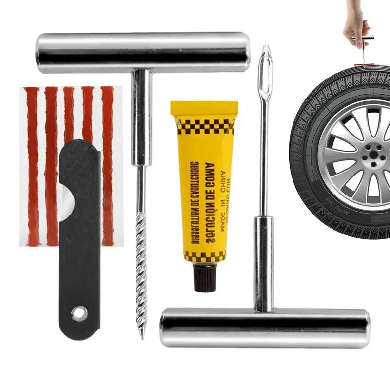 

Car Tire Plug Repair Kit 6 Pcs Flat Tire Repair Kit Bicycle Tire Repair Kit Heavy Duty Tire Plug Kit Universal Tire Repair Kit