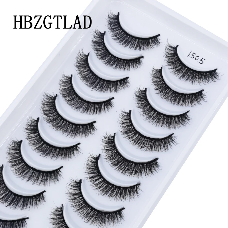 HBZGTLAD 10 pairs Eyelashes 3D Natural False Lashes Fluffy Soft Cross Fake Lashes Wispy Natural Long Eyelash Extension Makeup