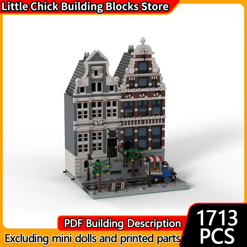 

Модель City Street View MOC, строительные кирпичи, серые и коричневые квартирные модульные технологии, детские праздничные подарки, сборный игрушечный костюм