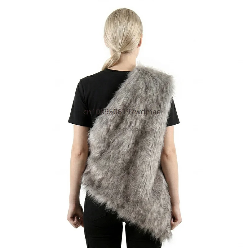 Unisex Medieval Warrior Style Faux Fur Cape Shoulder Cloak Retro Wrap Fur Shawl Renaissance Primitive Cosplay Costume Accessory
