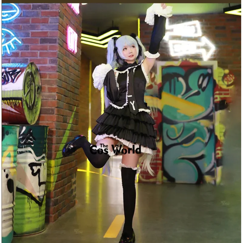 Miku Gothic dress outfits anime cosplay costumes