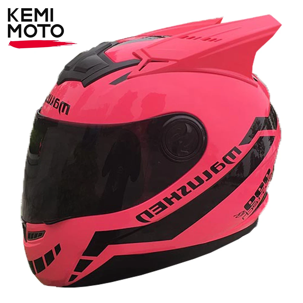 Kask motocyklowy Certyfikat kropki pełna twarz dla mężczyzn kobiet letnie wyścigi Motocross ABS materiał miękki Safety Moto kaski klakson