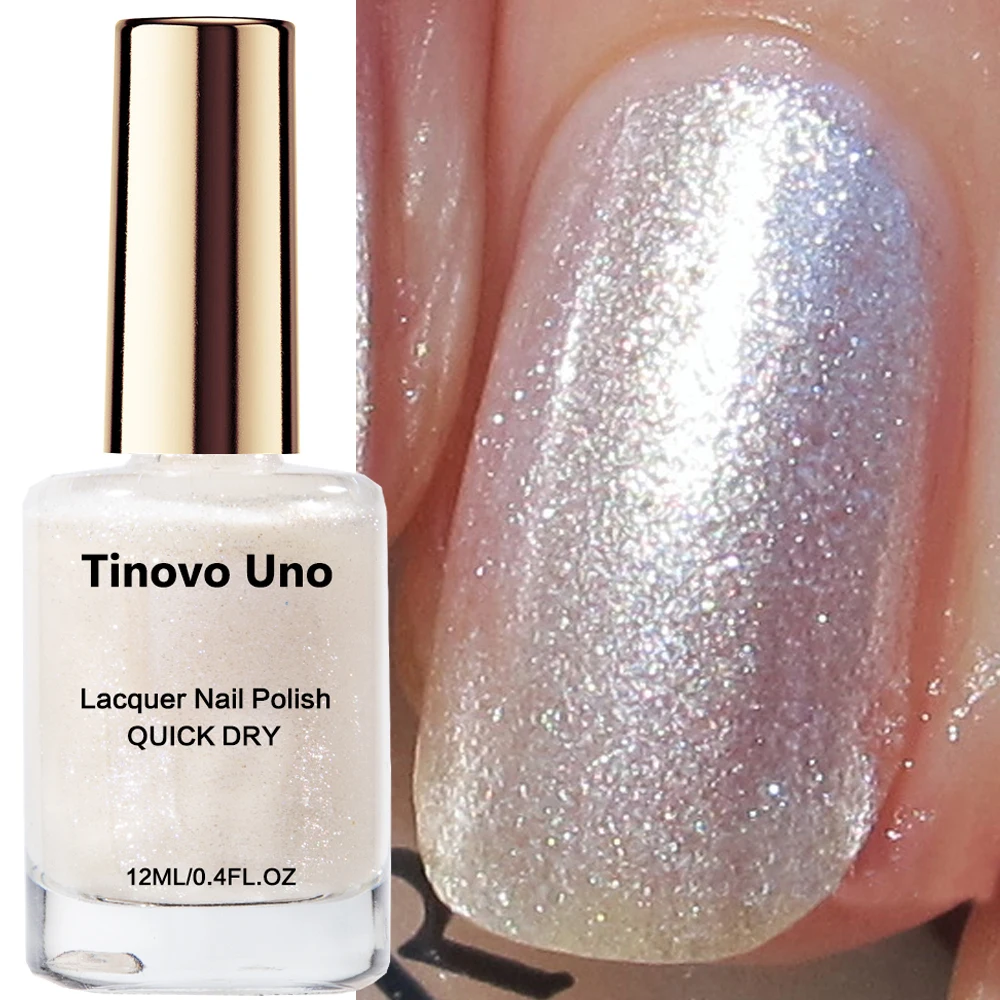 Tinovo Uno Regular Nail Polish Aurora Shimmer Pearl Nail Lacquer Natural Quick Dry Nails Hardener Concealer Manicure Supplies