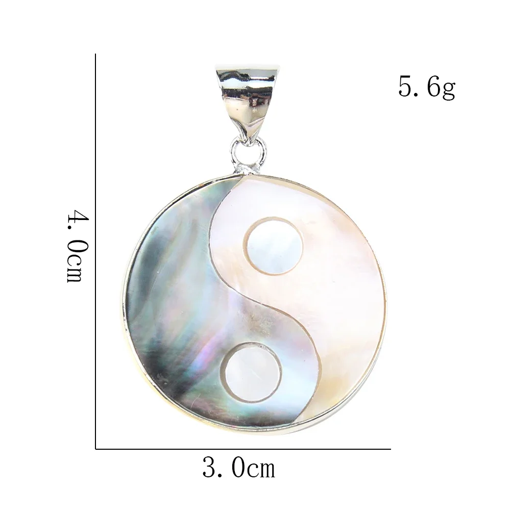 Natural Shell Yin Yang Pendant Tai Chi Mother of Pearl Black White Chinese Taoism Charms Necklace Earring Bagua Jewelry Making