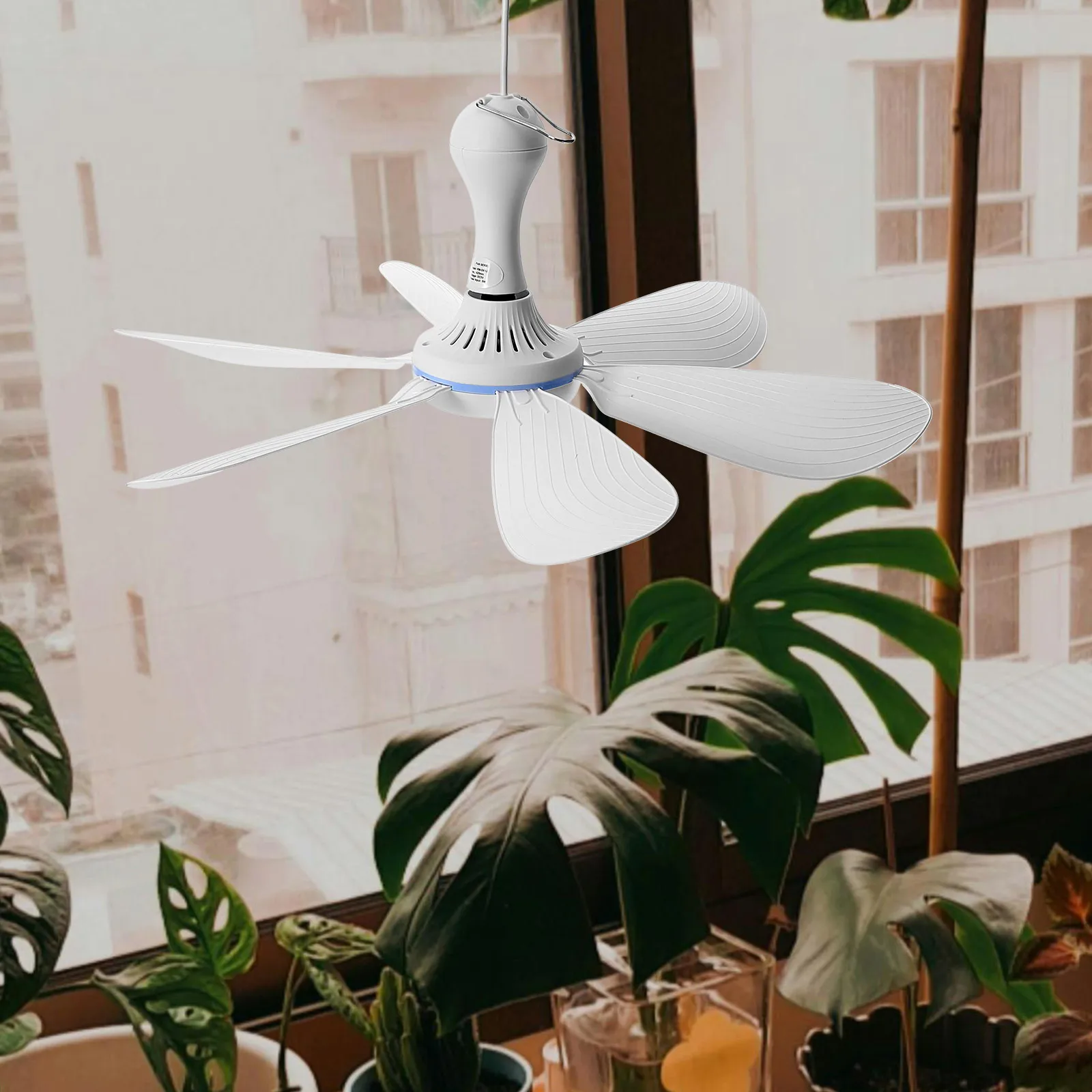 USB Small Ceiling Fan Compact Modern Mini Fan for Plants Pets Low Noise Plastic Space Saving USB Powered Portable