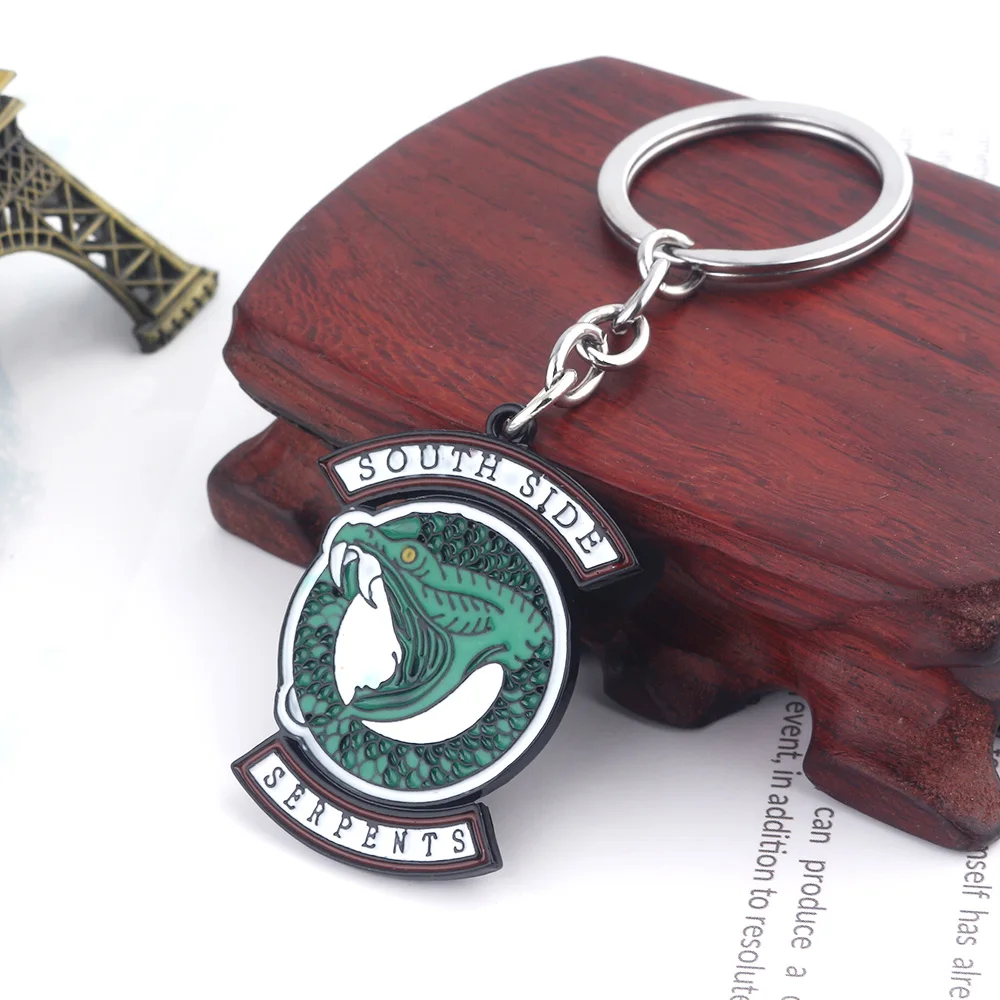 Riverdale South Side Serpents Keychain Metal Green Enamel Pendant Key Chain for Women Men Kids Keyring  Jewelry