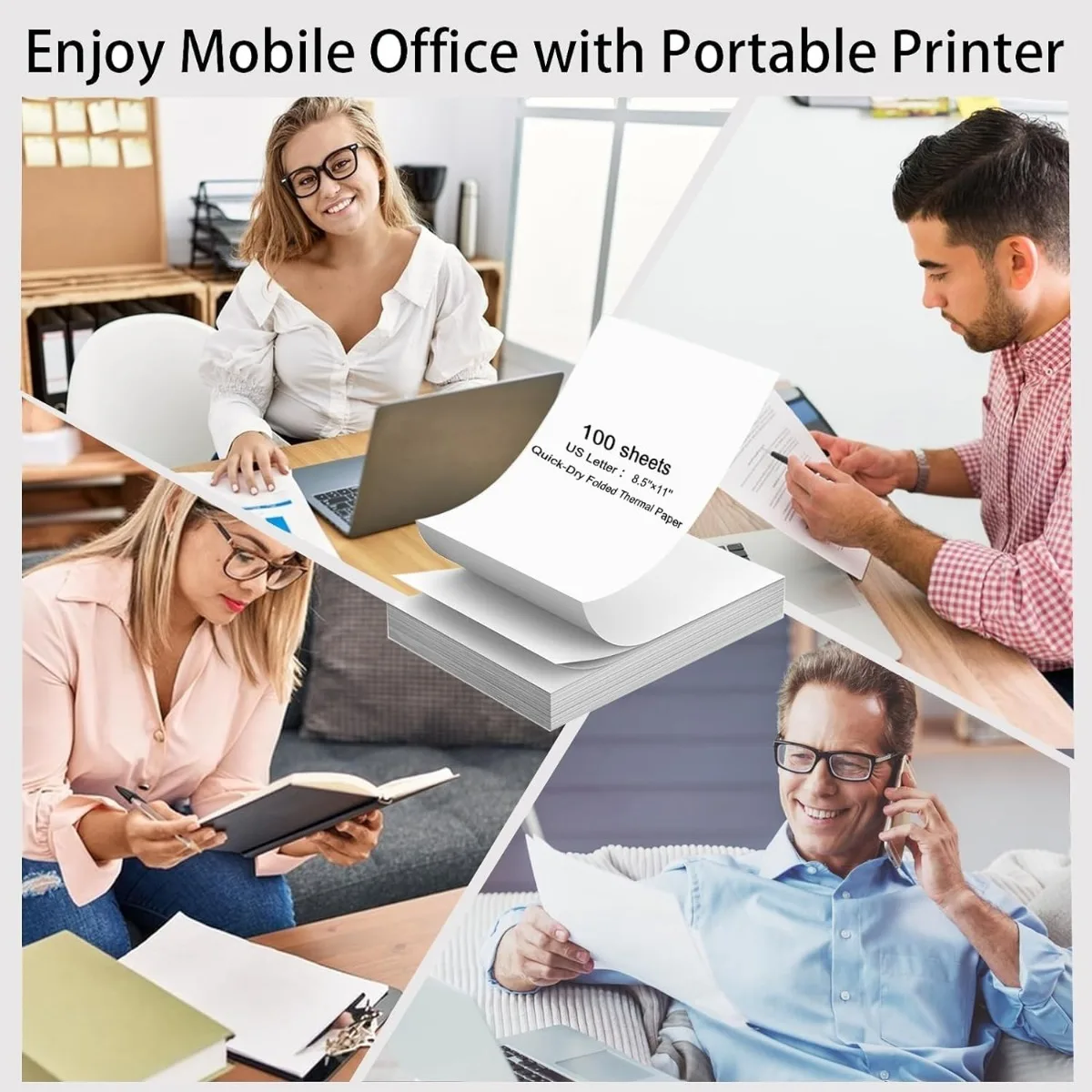 A4/US Letter Thermal Paper 100 Sheets High for Receipt/Shipping Label/Medical Records, Compatible with A40/X8/M08F Printers