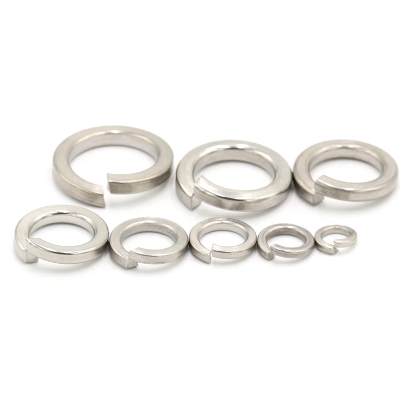 10/ 50/ 100pcs Spring Split Lock Washer Elastic Gasket M1.6 M2 M2.5 M3 M4 M5 M6 M8 M10 M12 M16 M24 M27 M30 A2 Stainless Steel