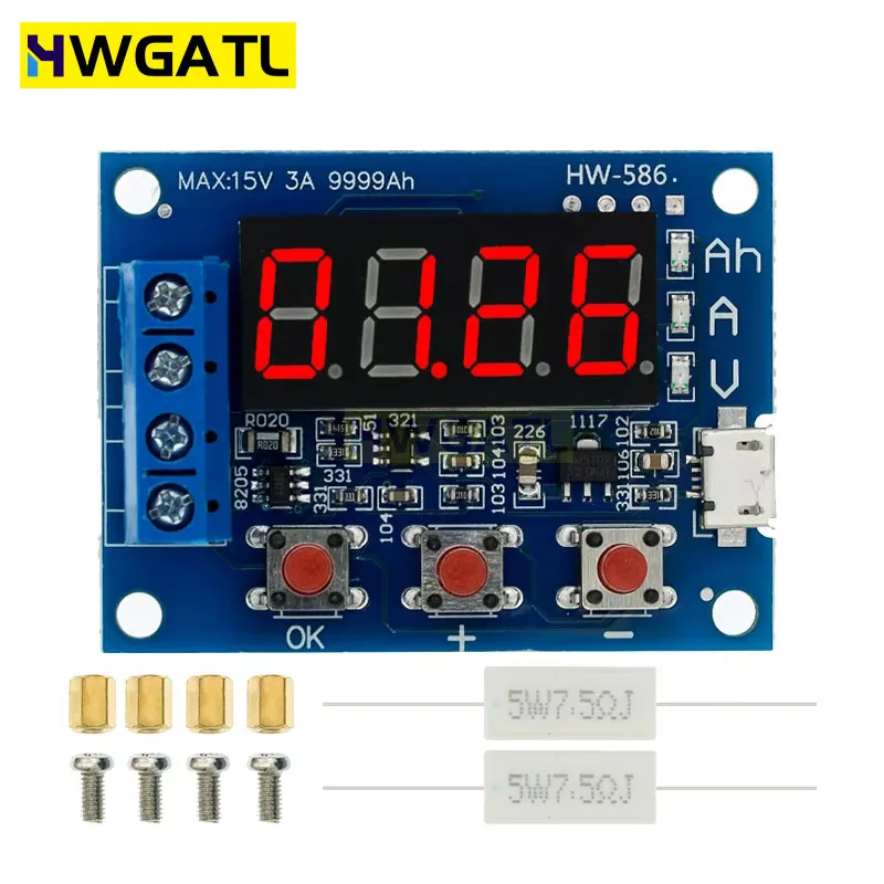 ZB2L3 Battery Tester LED Digital Display 18650 Lithium Battery Power Supply Test Resistance Lead-acid Capacity Discharge Meter