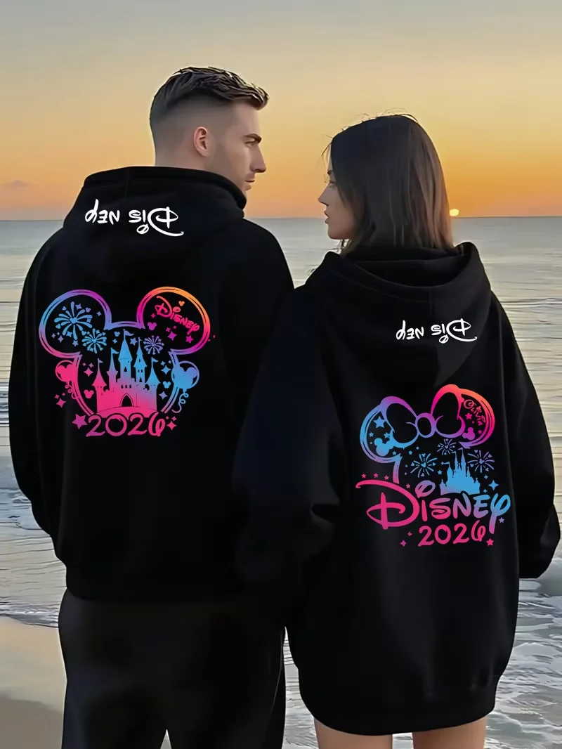 2026 Couple Men Disney Castle Mickey Friend Hoodies Women Sweatshirt Unisex Pullover Autumn Winter Fleece Hoody Jacket Oversized