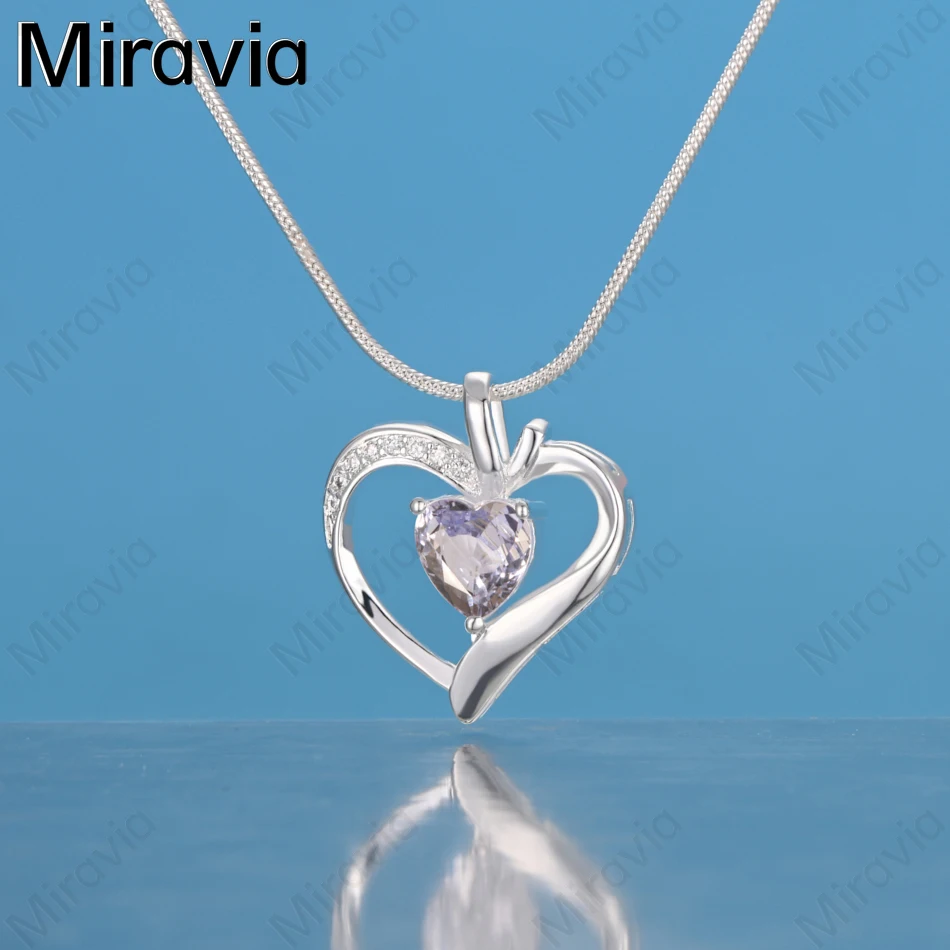 

Miravia 925 Sterling Silver Heart-Shaped Diamond Pendant Necklace - A Unique Gift For Women, Versatile For Events And Jewelry