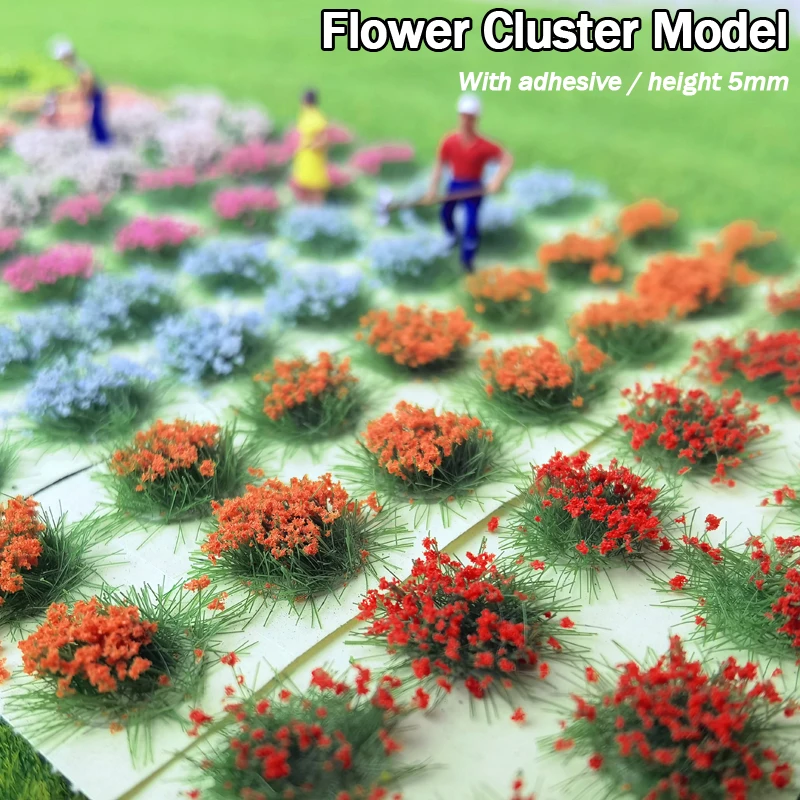 28pcs Flowers Model Flower Cluster Miniature Garden Decor Static Scenery Model Landscape Wargame Grass Tuft DIY Building Layout