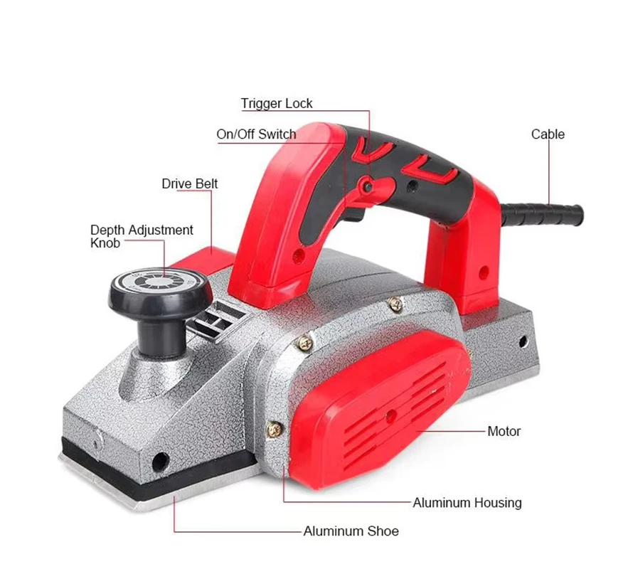 1100W Multifunctional Electric Planer Handheld Wood Planer Industrial Hand Wood Edge Trimmer 2mm Electric Wood Planer Machine