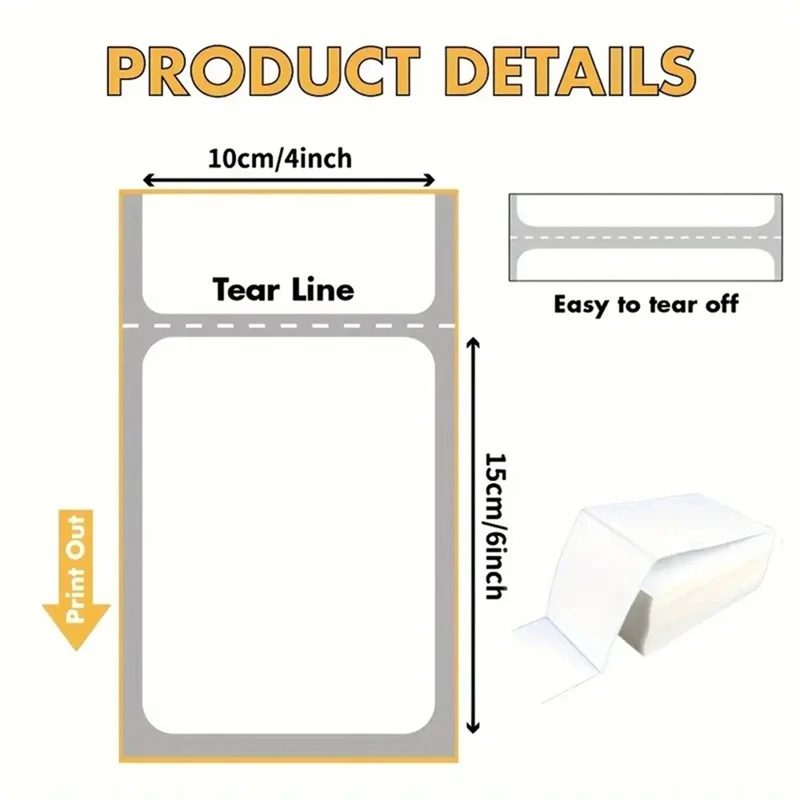 Direct Thermal Labels 500 Labels Per Stacked -Strong Adhesive For Shipping Label