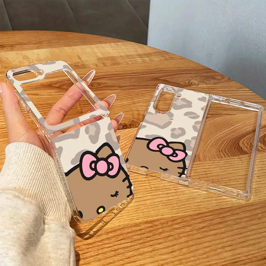 Peeking Hello Kitty Case for Samsung Galaxy Z Fold 8 Ultra Z Flip 6 5 4 3 Z Fold 7 6 5 4 3 ZFold8Ultra Transparent Soft Phone