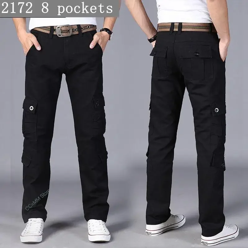 Spring overalls men's thick loose straight multi-pocket tide brand outdoor autumn casual wear long pants