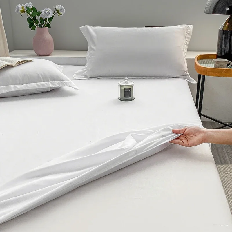 

3pcs bed sheet hotel travel skin friendly mattress cover solid color soft breathable bed cover+2 pillowcases