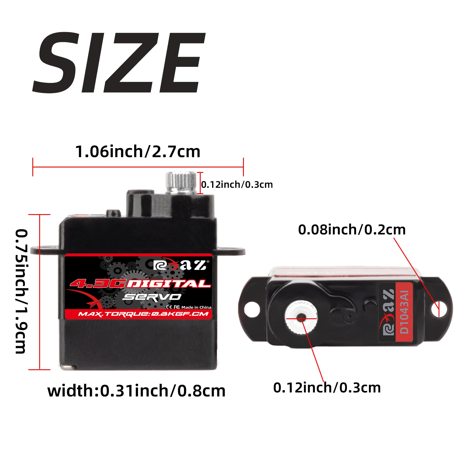 RCXAZ 2 g 3,7 g 4,3 g digitale microservo 180 °   Rotatie voor RC Vliegtuig Drone Mini Auto Helikopter Fixed Wing RC Servo Upgrade Onderdelen
