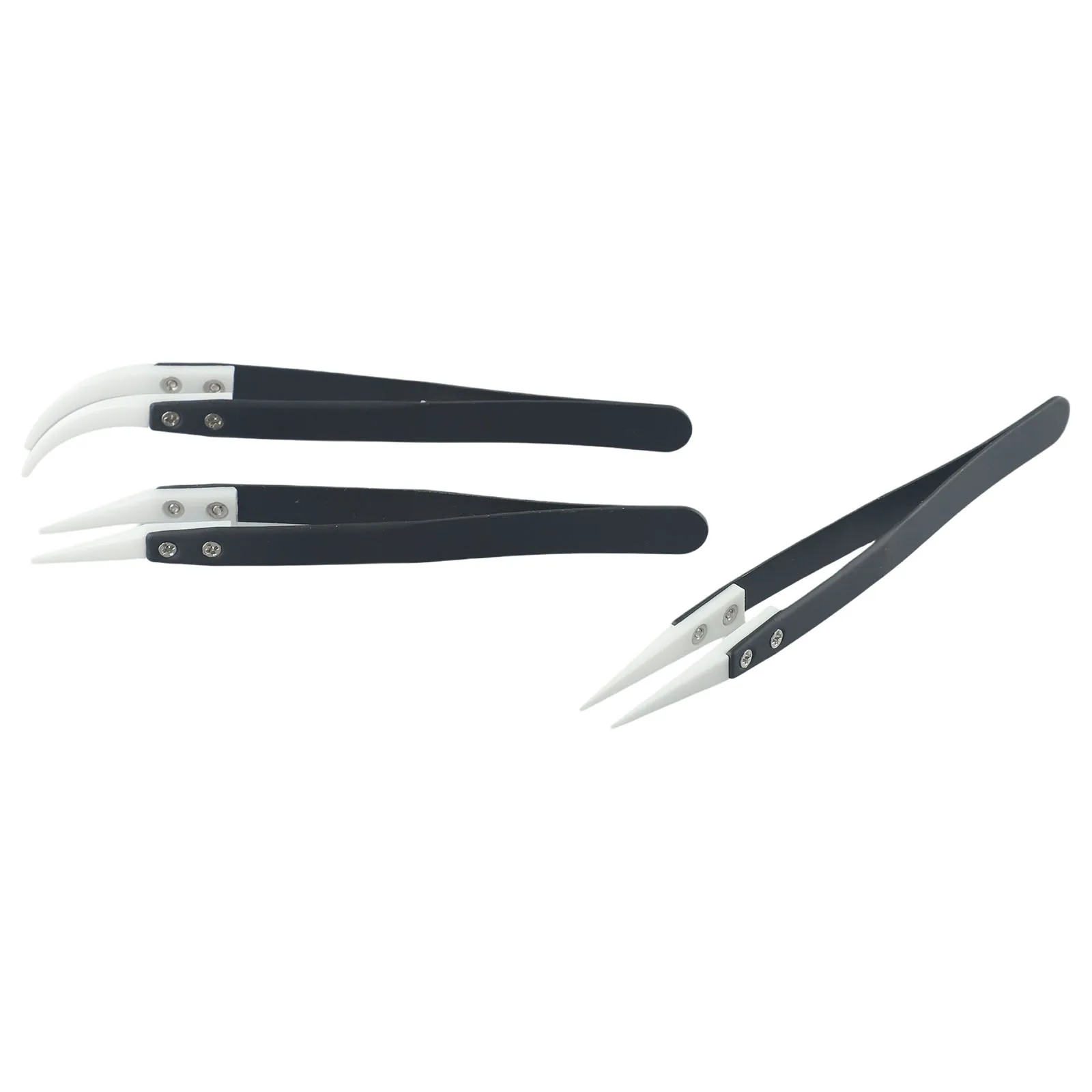 

Industrial Use Reverse Tweezers Ceramic Tweezers 135-140mm 1set Silver And Black Solder Resistant Stainless Steel + Ceramic