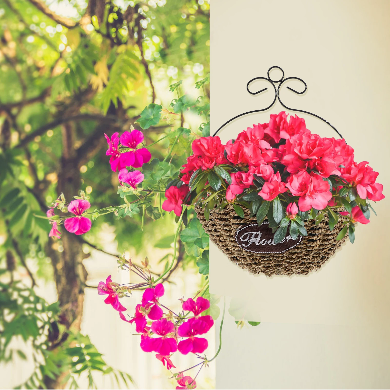 

Iron Flower Basket Durable Compact Size Hanging Adornment Balcony Garden nament Plants Rattan Wall Decor Outdoor