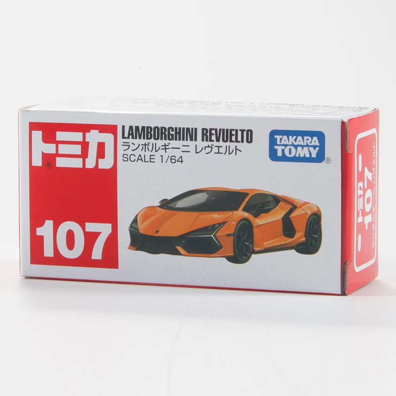 TAKARA TOMY Tomica No.107 람보르기니 레부엘토 합금 자동차 장난감, 자동차 다이캐스트 금속 모델, 어린이용 선물