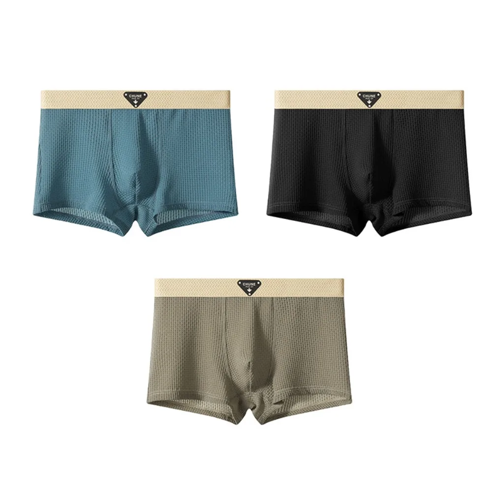

3Pcs Elastic Traceless Men's Ice Slik Panties Underpants Simple Seamless Briefs Mid Waist Lingerie Underwears for Man Travel