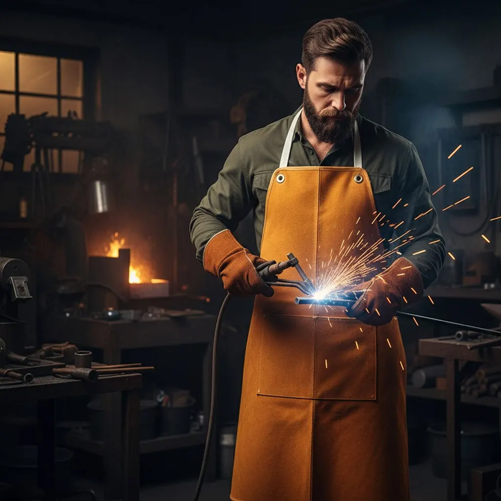 60x90cm Fireproof Leather Welding Apron Heat Insulation Washable Blacksmith Protective Gear