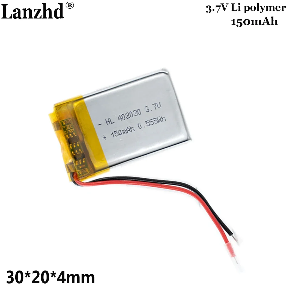 Baterai Polimer 3.7V 150Mah untuk Kamera Dasbor Headphone Bluetooth Perangkat Kecantikan Speaker Bluetooth Gelang Olahraga 402030
