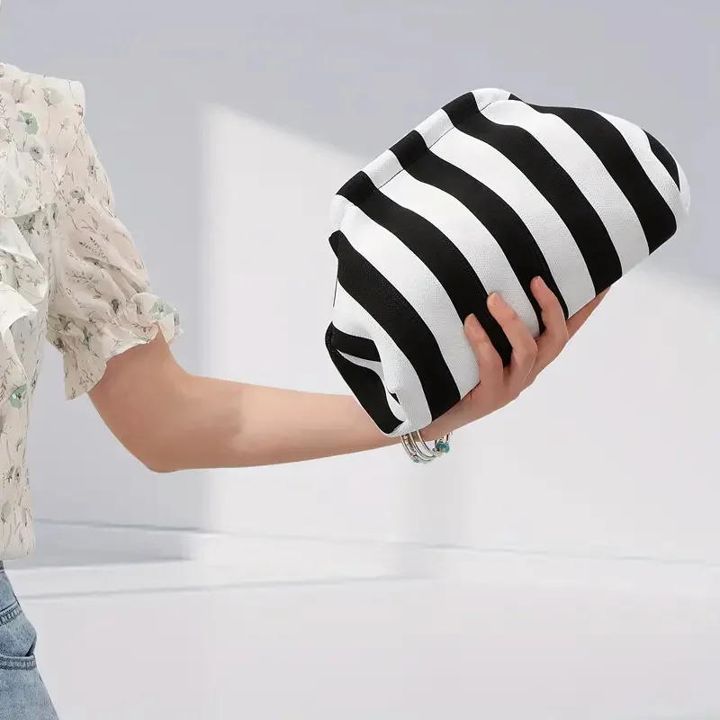Striped Bag Commuter Clutch Handbag Beach Bag Handbag Flyweave Bag For Everyday Beach Women's