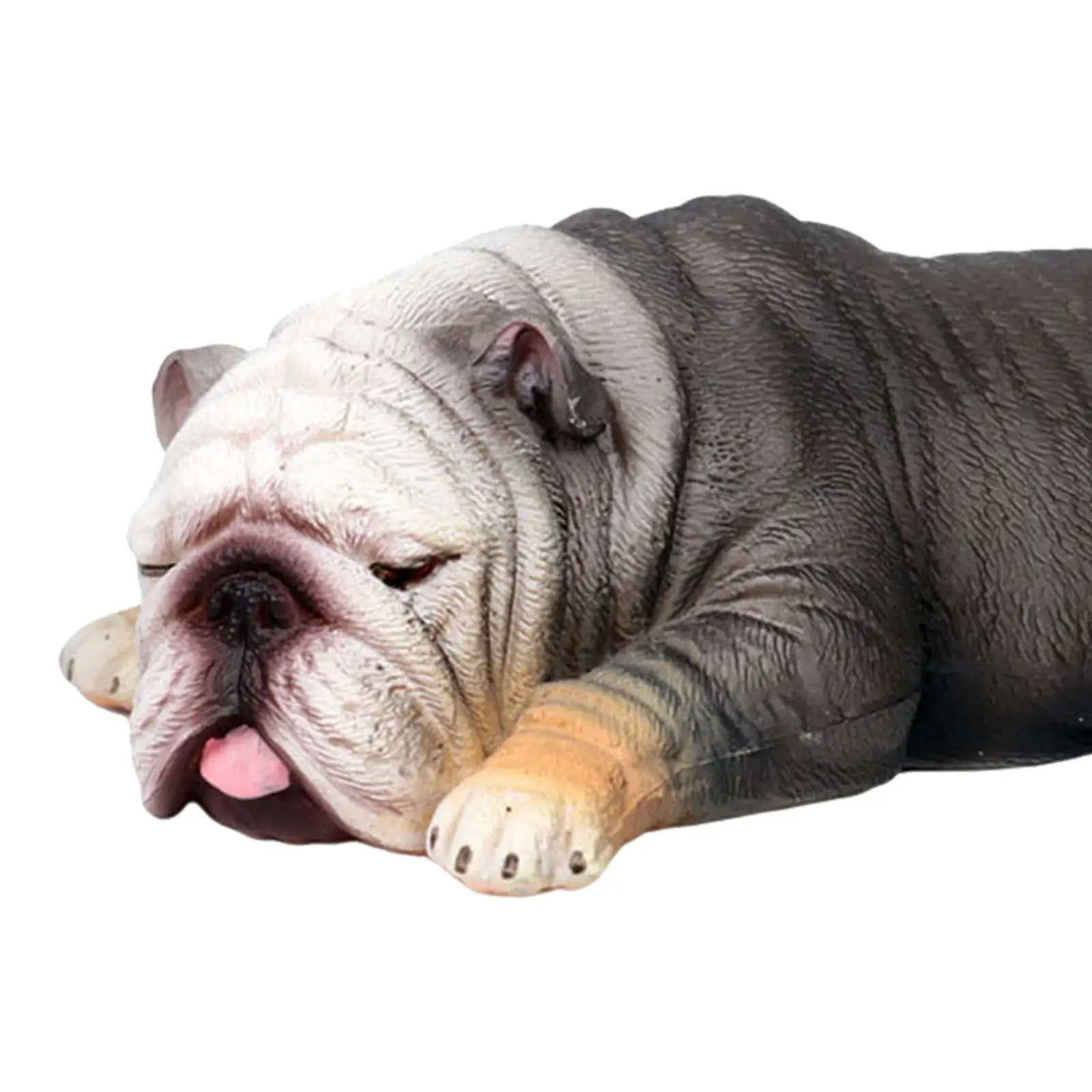 Sleeping Bulldog Simulation Animal Ornament Plastic Puppy Desktop Decoration Lifelike Dog Sculpture Creative Dog Craft Decor